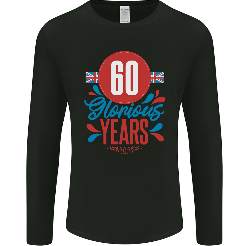Glorious 60 Years 60th Birthday Union Jack Flag Mens Long Sleeve T-Shirt Black