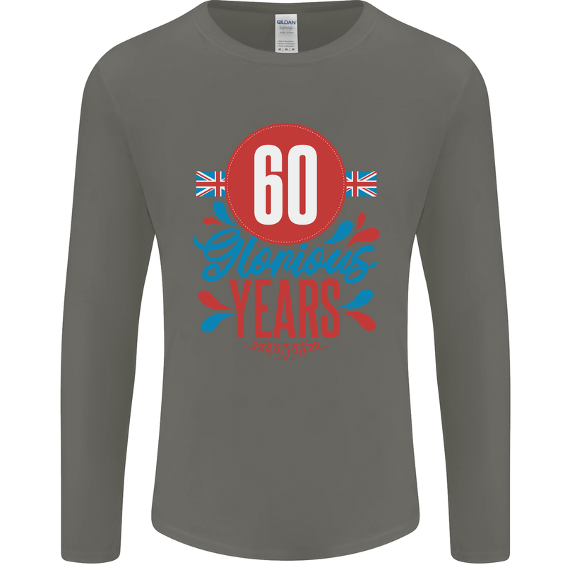 Glorious 60 Years 60th Birthday Union Jack Flag Mens Long Sleeve T-Shirt Charcoal