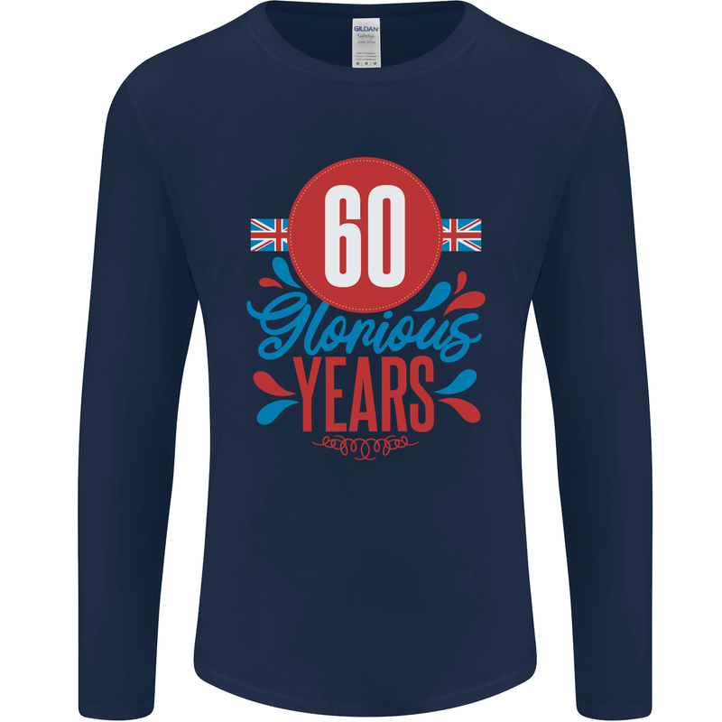 Glorious 60 Years 60th Birthday Union Jack Flag Mens Long Sleeve T-Shirt Navy Blue