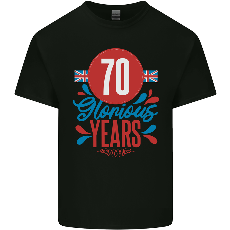 Glorious 70 Years 70th Birthday Union Jack Flag Mens Cotton T-Shirt Tee Top Black