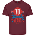 Glorious 70 Years 70th Birthday Union Jack Flag Mens Cotton T-Shirt Tee Top Maroon