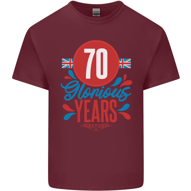 Glorious 70 Years 70th Birthday Union Jack Flag Mens Cotton T-Shirt Tee Top Maroon