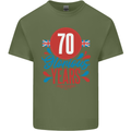 Glorious 70 Years 70th Birthday Union Jack Flag Mens Cotton T-Shirt Tee Top Military Green