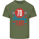 Glorious 70 Years 70th Birthday Union Jack Flag Mens Cotton T-Shirt Tee Top Military Green