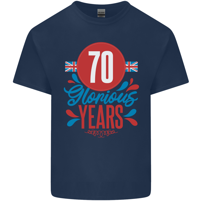 Glorious 70 Years 70th Birthday Union Jack Flag Mens Cotton T-Shirt Tee Top Navy Blue
