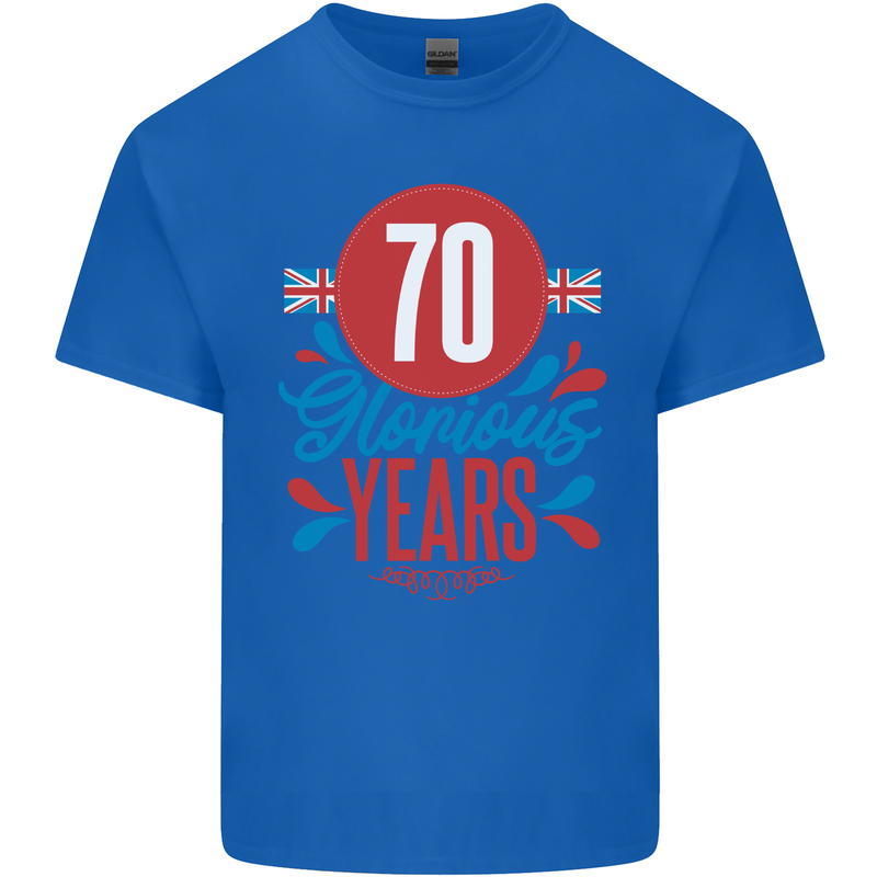 Glorious 70 Years 70th Birthday Union Jack Flag Mens Cotton T-Shirt Tee Top Royal Blue