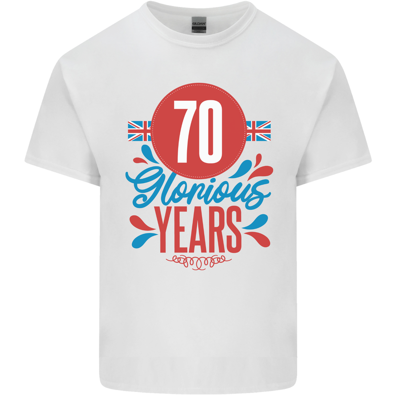 Glorious 70 Years 70th Birthday Union Jack Flag Mens Cotton T-Shirt Tee Top White