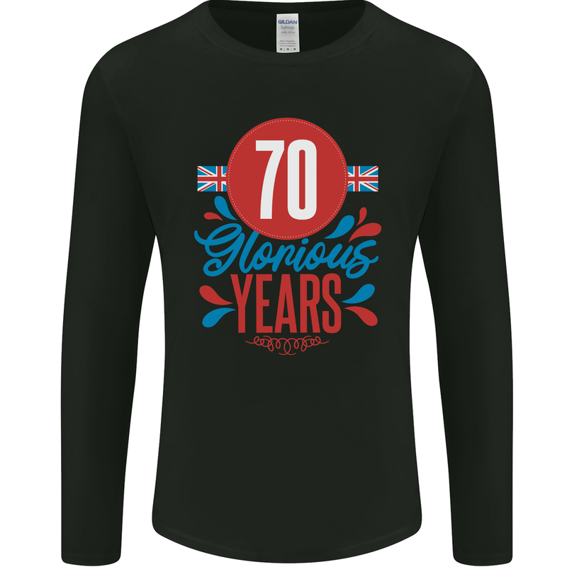 Glorious 70 Years 70th Birthday Union Jack Flag Mens Long Sleeve T-Shirt Black