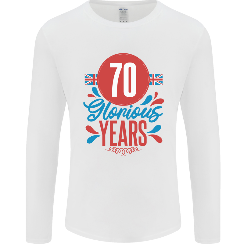 Glorious 70 Years 70th Birthday Union Jack Flag Mens Long Sleeve T-Shirt White