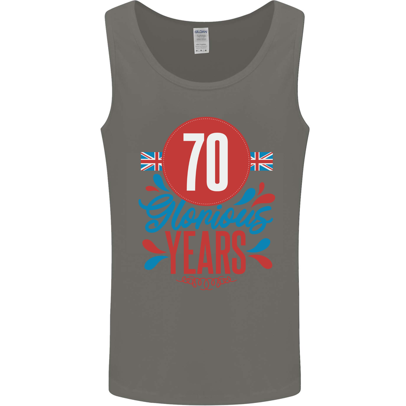 Glorious 70 Years 70th Birthday Union Jack Flag Mens Vest Tank Top Charcoal