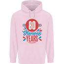 Glorious 80 Years 80th Birthday Union Jack Flag Mens 80% Cotton Hoodie Light Pink