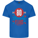 Glorious 80 Years 80th Birthday Union Jack Flag Mens Cotton T-Shirt Tee Top Royal Blue
