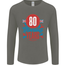 Glorious 80 Years 80th Birthday Union Jack Flag Mens Long Sleeve T-Shirt Charcoal