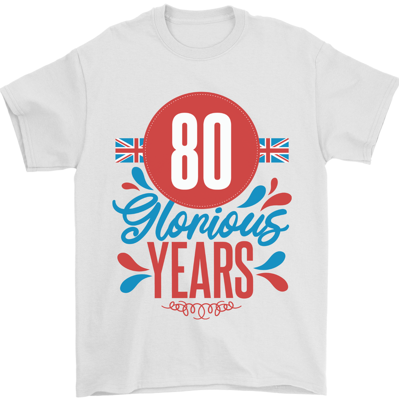 Glorious 80 Years 80th Birthday Union Jack Flag Mens T-Shirt 100% Cotton White