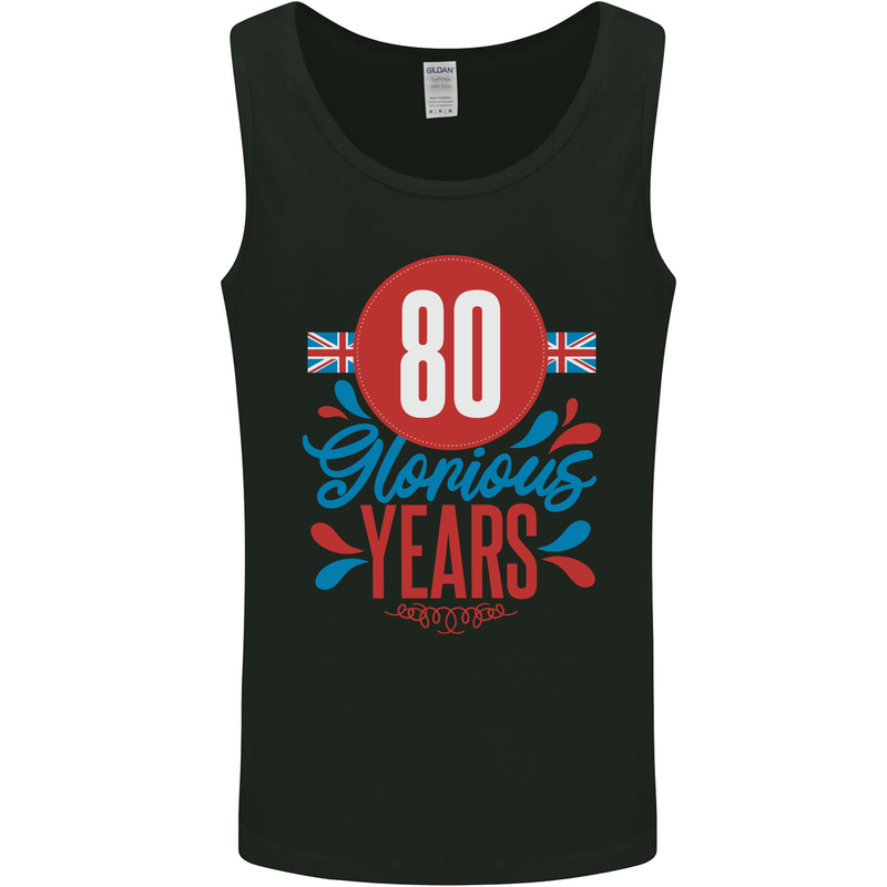Glorious 80 Years 80th Birthday Union Jack Flag Mens Vest Tank Top Black