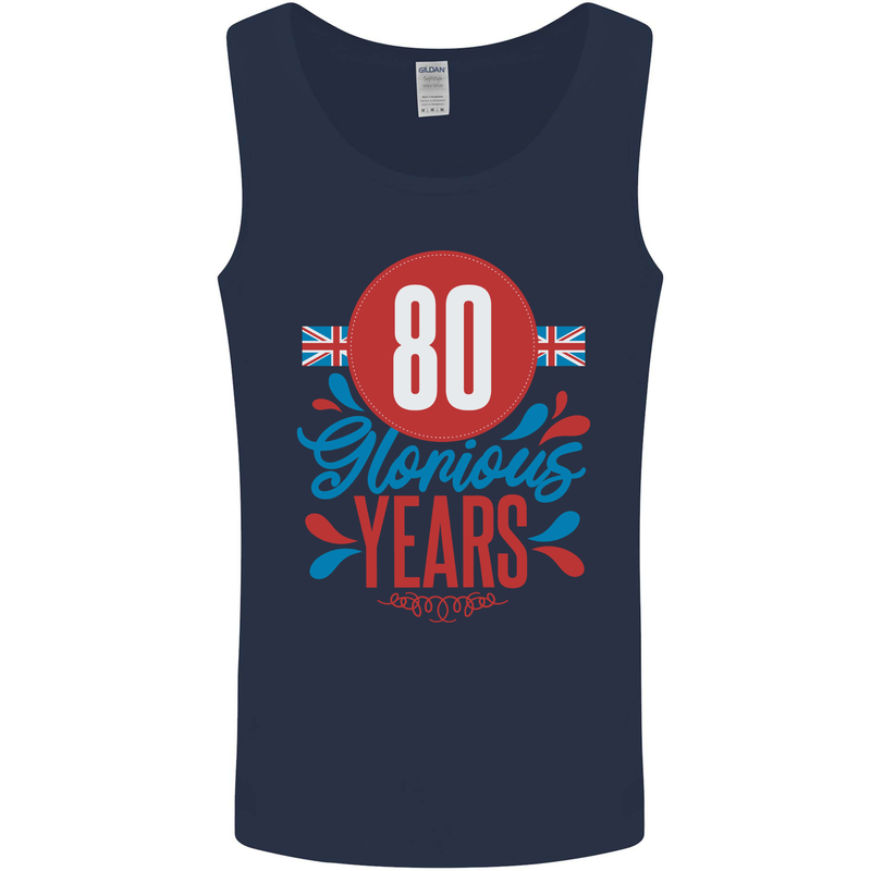 Glorious 80 Years 80th Birthday Union Jack Flag Mens Vest Tank Top Navy Blue