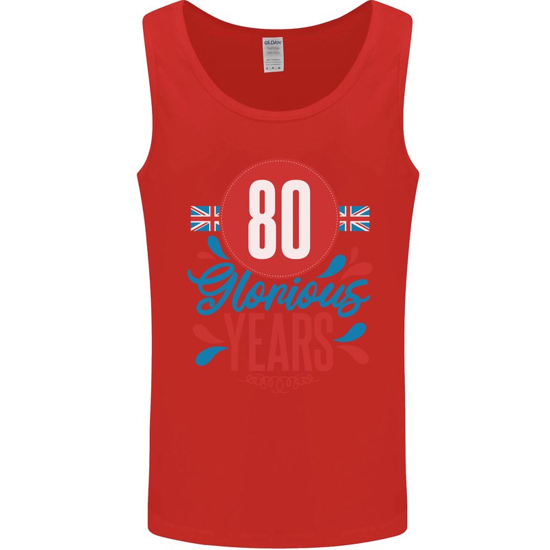 Glorious 80 Years 80th Birthday Union Jack Flag Mens Vest Tank Top Red