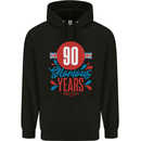 Glorious 90 Years 90th Birthday Union Jack Flag Mens 80% Cotton Hoodie Black