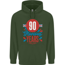 Glorious 90 Years 90th Birthday Union Jack Flag Mens 80% Cotton Hoodie Forest Green
