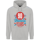 Glorious 90 Years 90th Birthday Union Jack Flag Mens 80% Cotton Hoodie Sports Grey