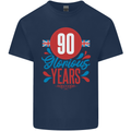 Glorious 90 Years 90th Birthday Union Jack Flag Mens Cotton T-Shirt Tee Top Navy Blue