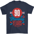 Glorious 90 Years 90th Birthday Union Jack Flag Mens T-Shirt 100% Cotton Navy Blue