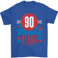 Glorious 90 Years 90th Birthday Union Jack Flag Mens T-Shirt 100% Cotton Royal Blue