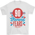 Glorious 90 Years 90th Birthday Union Jack Flag Mens T-Shirt 100% Cotton White