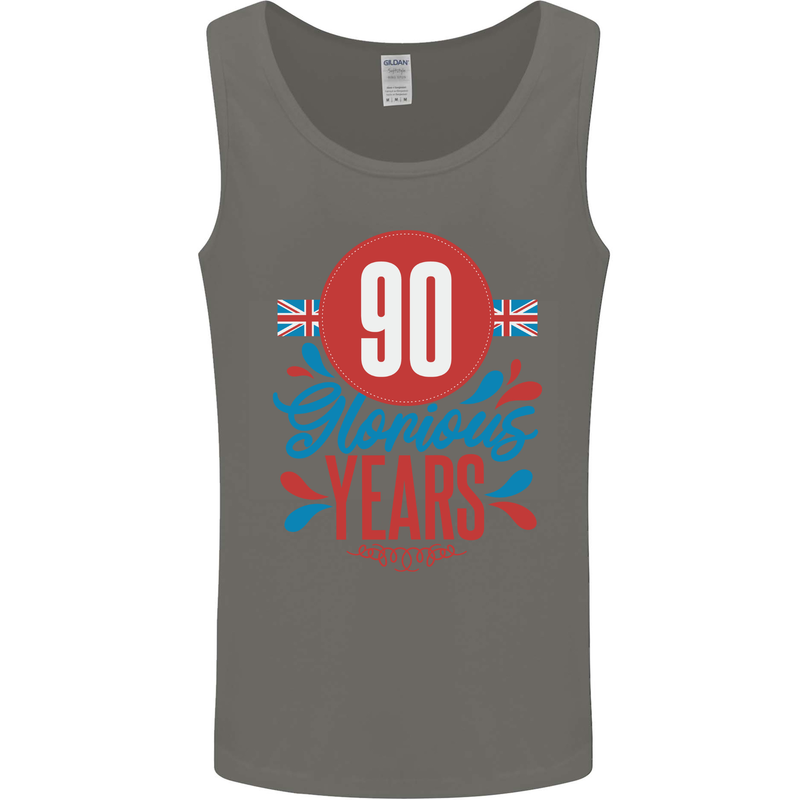 Glorious 90 Years 90th Birthday Union Jack Flag Mens Vest Tank Top Charcoal
