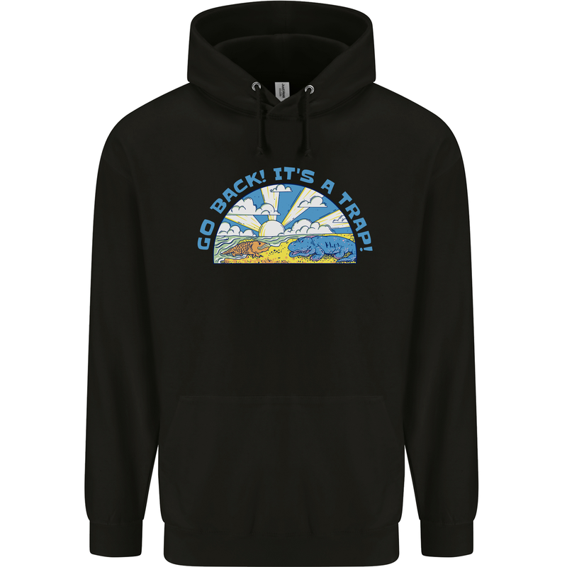 Go Back Its a Trap Funny Evolution Dinosaurs Childrens Kids Hoodie Black
