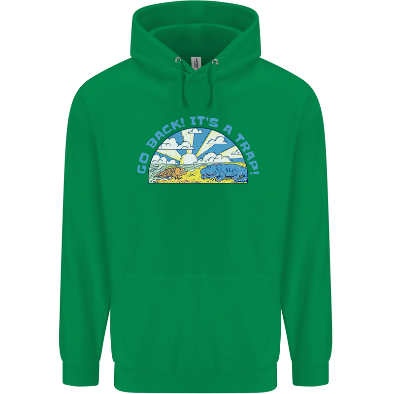 Go Back Its a Trap Funny Evolution Dinosaurs Childrens Kids Hoodie Irish Green