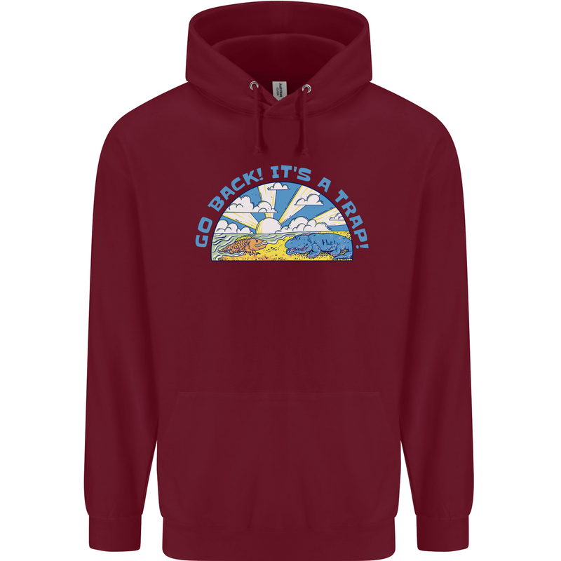 Go Back Its a Trap Funny Evolution Dinosaurs Childrens Kids Hoodie Maroon
