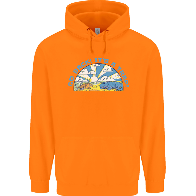 Go Back Its a Trap Funny Evolution Dinosaurs Childrens Kids Hoodie Orange