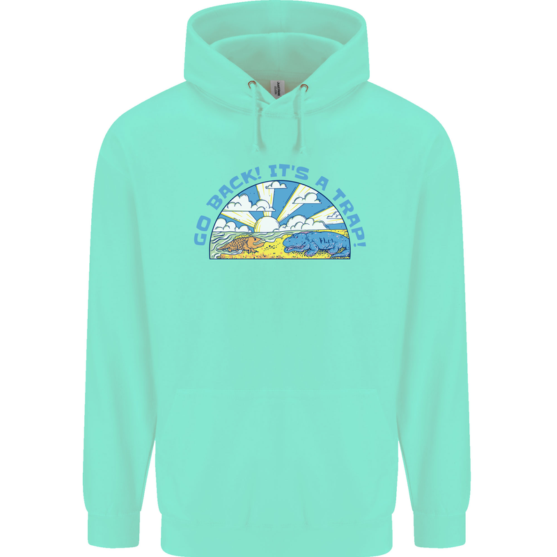 Go Back Its a Trap Funny Evolution Dinosaurs Childrens Kids Hoodie Peppermint