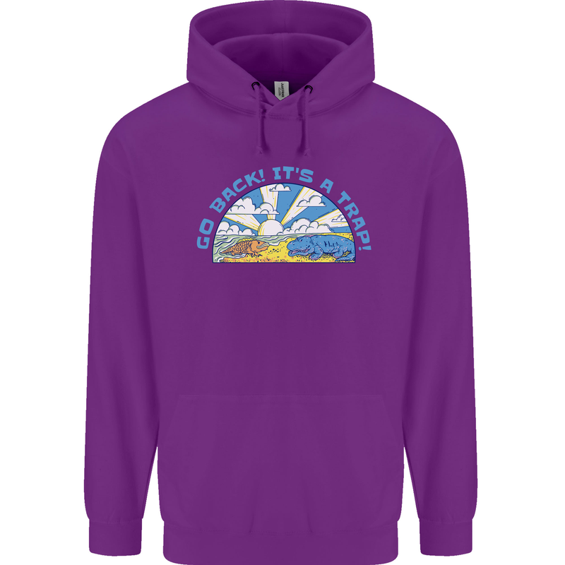 Go Back Its a Trap Funny Evolution Dinosaurs Childrens Kids Hoodie Purple