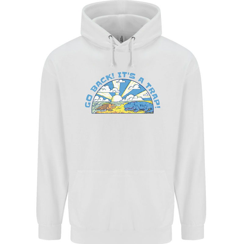 Go Back Its a Trap Funny Evolution Dinosaurs Childrens Kids Hoodie White