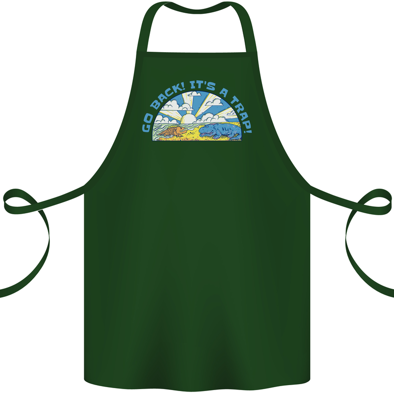 Go Back Its a Trap Funny Evolution Dinosaurs Cotton Apron 100% Organic Forest Green