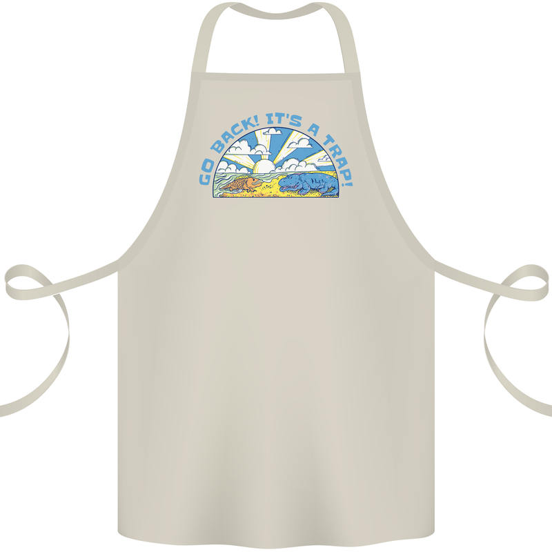 Go Back Its a Trap Funny Evolution Dinosaurs Cotton Apron 100% Organic Natural