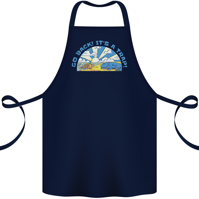Go Back Its a Trap Funny Evolution Dinosaurs Cotton Apron 100% Organic Navy Blue