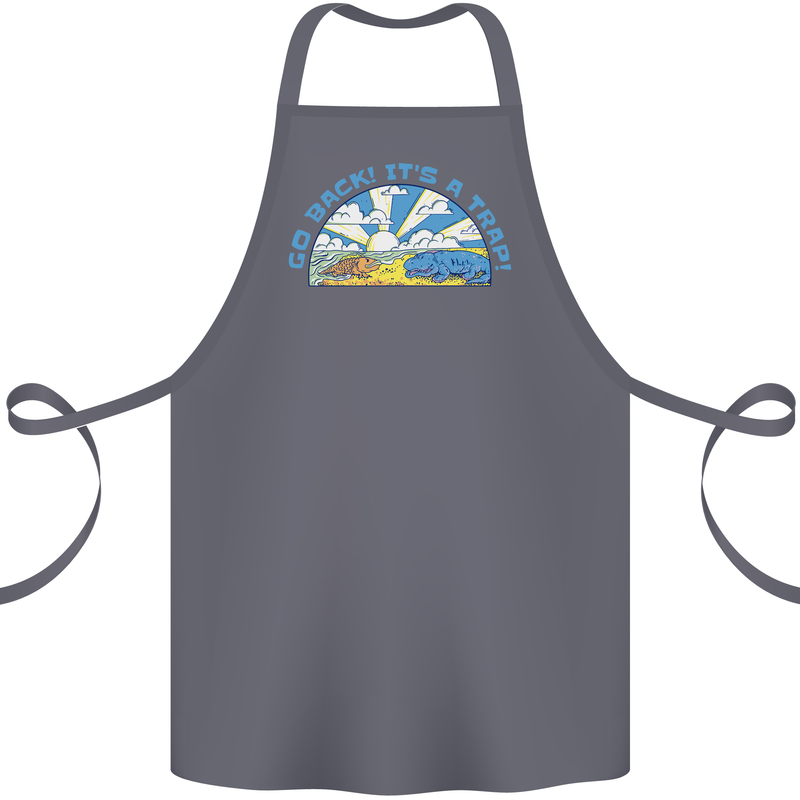 Go Back Its a Trap Funny Evolution Dinosaurs Cotton Apron 100% Organic Steel