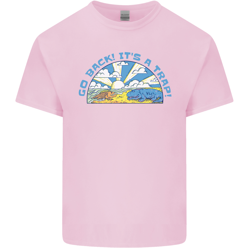Go Back Its a Trap Funny Evolution Dinosaurs Kids T-Shirt Childrens Light Pink