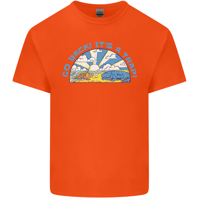 Go Back Its a Trap Funny Evolution Dinosaurs Kids T-Shirt Childrens Orange