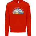 Go Back Its a Trap Funny Evolution Dinosaurs Mens Sweatshirt Jumper Bright Red