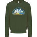 Go Back Its a Trap Funny Evolution Dinosaurs Mens Sweatshirt Jumper Forest Green