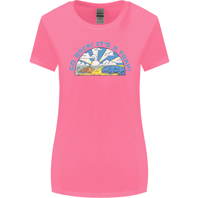 Go Back Its a Trap Funny Evolution Dinosaurs Womens Wider Cut T-Shirt Azalea