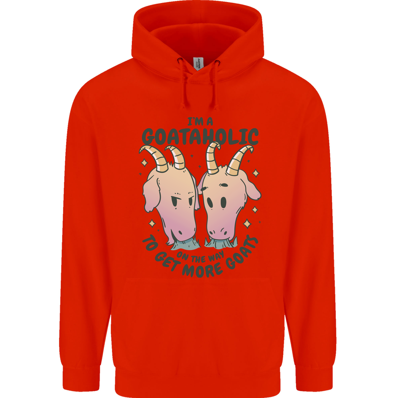 Goataholic On the Way to Get More Goats Childrens Kids Hoodie Bright Red