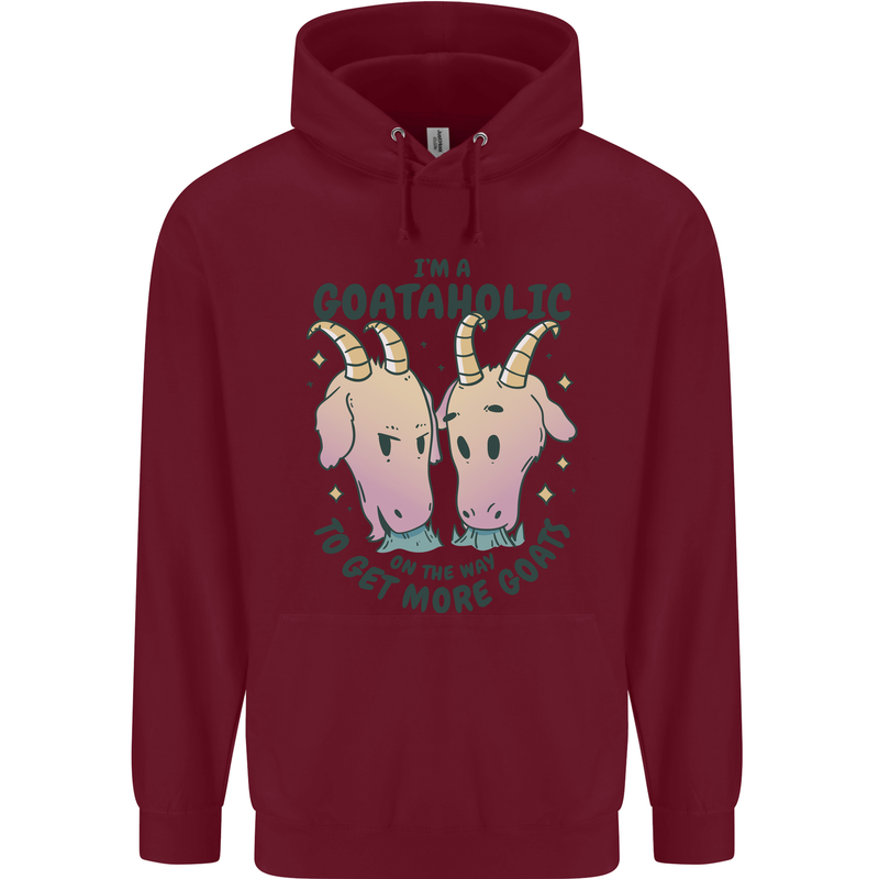 Goataholic On the Way to Get More Goats Childrens Kids Hoodie Maroon