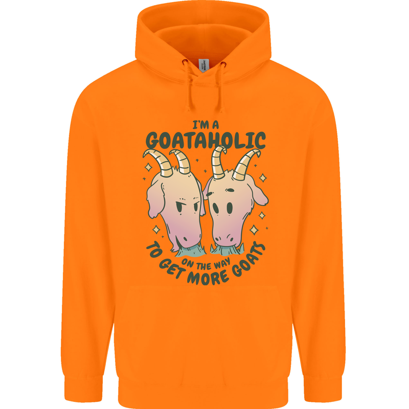 Goataholic On the Way to Get More Goats Childrens Kids Hoodie Orange