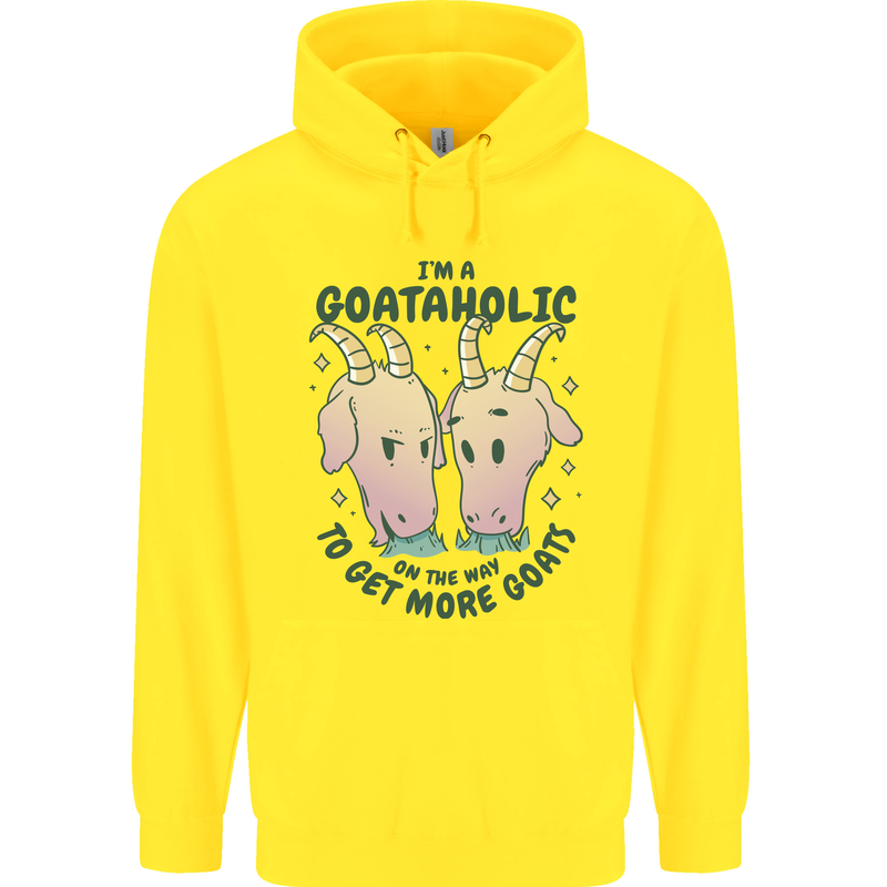 Goataholic On the Way to Get More Goats Childrens Kids Hoodie Yellow