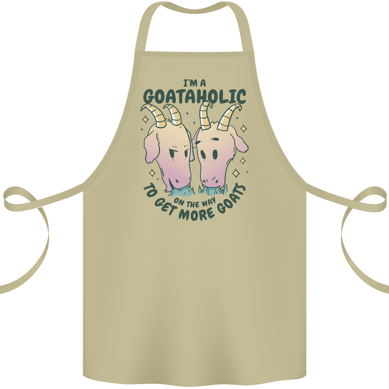 Goataholic On the Way to Get More Goats Cotton Apron 100% Organic Khaki
